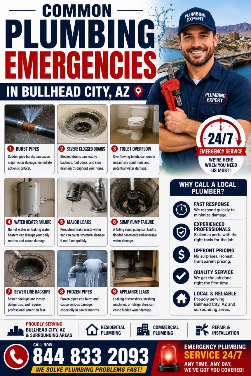 Common Plumbing Emergencies in Bullhead City, AZ