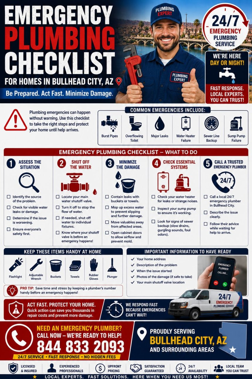 Emergency Plumbing Checklist for Homes in Bullhead City AZ